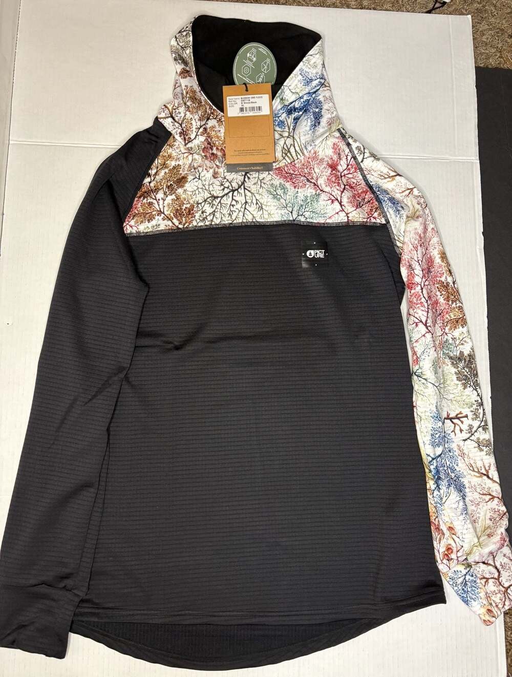 Picture Organic Blossom Grid Fleece Hoodie in B Shrub Black